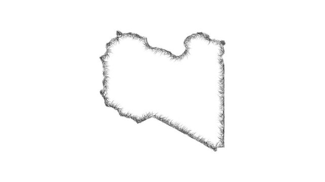 Sketch Libya outline map animation - smooth progressive reveal