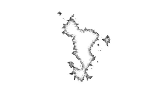 Sketch Mayotte outline map animation - smooth progressive reveal