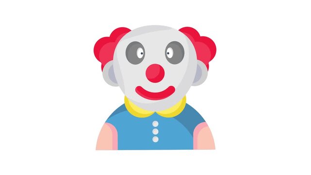  Cartoon clown with a bright red nose and a blue shirt, exuding a playful vibe.