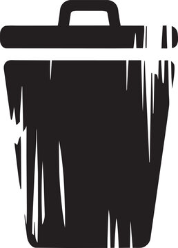 Trash can silhouette with vertical scratch texture for waste management and recycling concepts