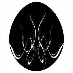 Black and white minimalist Easter egg with decorative pattern. Suitable for web, apps, social media and print design.