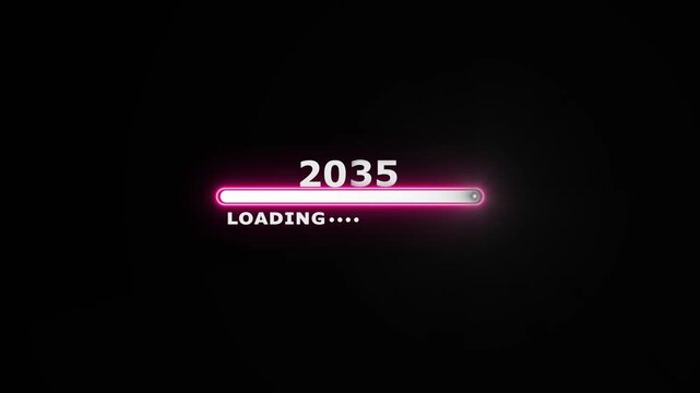 Loading new year 2033 to 2035 icon animation with dark background.Futuristic glowing new year 2033 to 2035 icon with smooth animated.