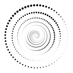 Monochrome dotted spiral pattern forming a circular tunnel with perspective effect.