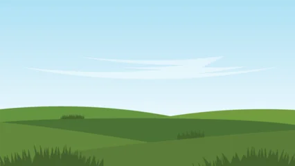 Fotobehang Boerderij green hills and blue sky. nature landscape cartoon background scene  © piggu