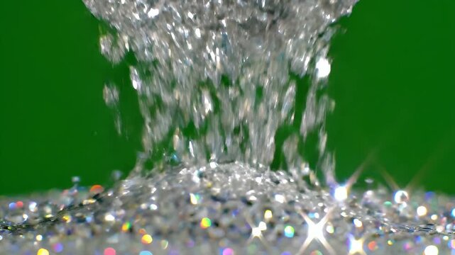 Sparkling Diamond Shining on Green Background Glittering