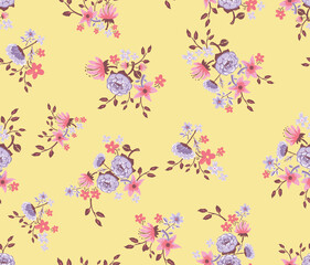 Obraz premium Painted flowers seamless pattern with bright colors