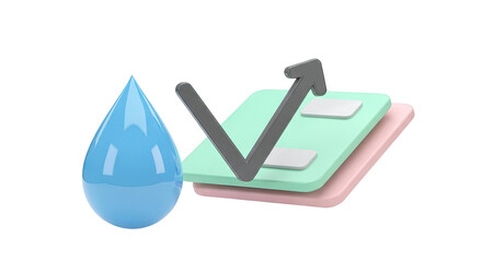 Water drop with growth chart and stacked layers