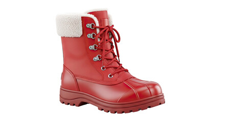 Red Winter Boot with Fur Trim