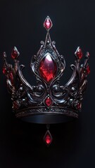 A stylized 3D crown with exaggerated features and bold shadows, creating a dramatic look.