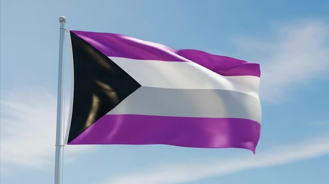 Demisexual Pride Flag Waving in the Wind Against a Blue Sky