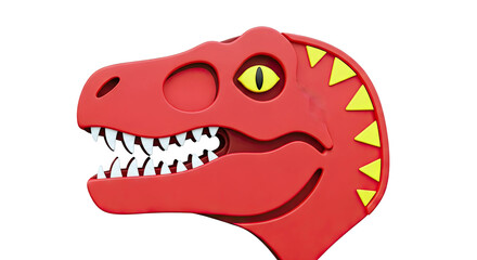Red Dinosaur Head with Sharp Teeth and Yellow Eye