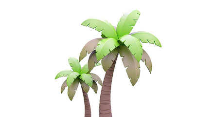 Stylized Green Palm Trees on White Background