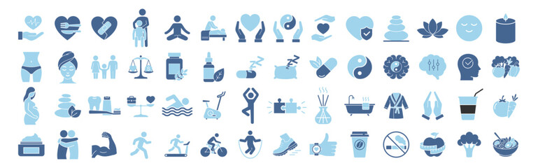 Beauty and wellness thin line icon set for health, mindfulness, balance and self care. Editable stroke vector pictograms of skincare, spa, fitness and relaxation on transparent background