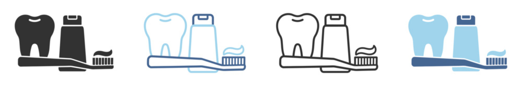 Dental hygiene icon set, tooth toothpaste and toothbrush, oral care and dentist vector illustration isolated on transparent background