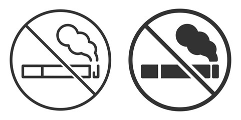 Fototapeta na wymiar No smoking sign, cigarette prohibition symbol, outline vector icon isolated on transparent background