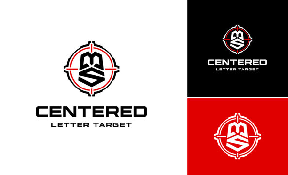 Centered stylish letter M S measurable direction tactical circle precise vector logo design, Creative geometric initial MS mouse up down template logo design