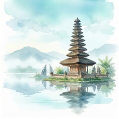 Obraz premium Nyepi Day of Silence Watercolor Background.