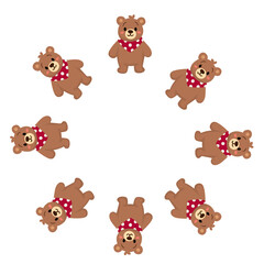 Obraz premium Cute Bear Circle with Red Polka Dot Bandana Illustration