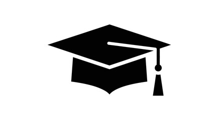 A black graduation cap with a tassel, symbolizing education and academic achievement.