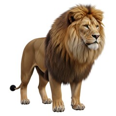 Obraz premium Majestic lion standing proudly in natural pose against a plain background