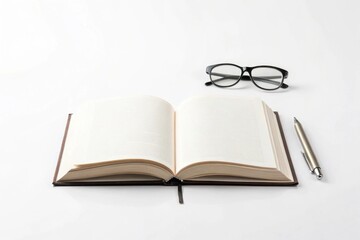 Open Textbook with Eyeglasses and Pen for Study Concept
