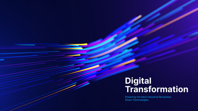 Advanced Tech Startup Fast Data Flow with Optical Fiber Abstract Technology Background. Cutting-Edge AI High Speed Thinking Data Lines Concept. Vector Illustration.