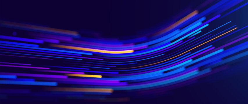 Advanced Tech Startup Fast Data Flow with Optical Fiber Abstract Technology Background. Cutting-Edge AI High Speed Thinking Data Lines Concept. Vector Illustration.