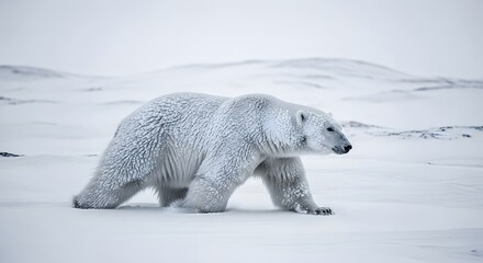 Obraz premium Majestic polar bear walking across a snowy arctic landscape