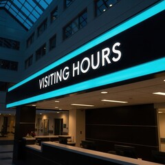 Illuminated Signage Displaying Hospital Visiting Hours in Modern Architectural Interior Space
