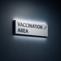 Illuminated Vaccination Area Sign Indicating Immunization Zone For Public Health Awareness