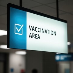 Illuminated Vaccination Area Sign Indicating Safe Location for Immunization Programs