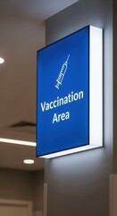 Illuminated Vaccination Area Sign Indicating Immunization Zone Within a Healthcare Facility