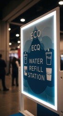 Illuminated Water Refill Station Signage Promoting Eco-Friendly Practices in Modern Spaces