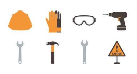 Fototapeta premium Assorted construction tools and safety gear laid out neatly for a building project