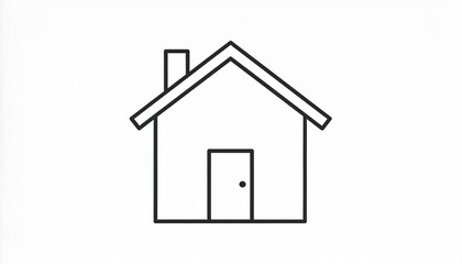 Fototapeta premium Simple House Icon with Chimney and Door, Minimalist Design Element