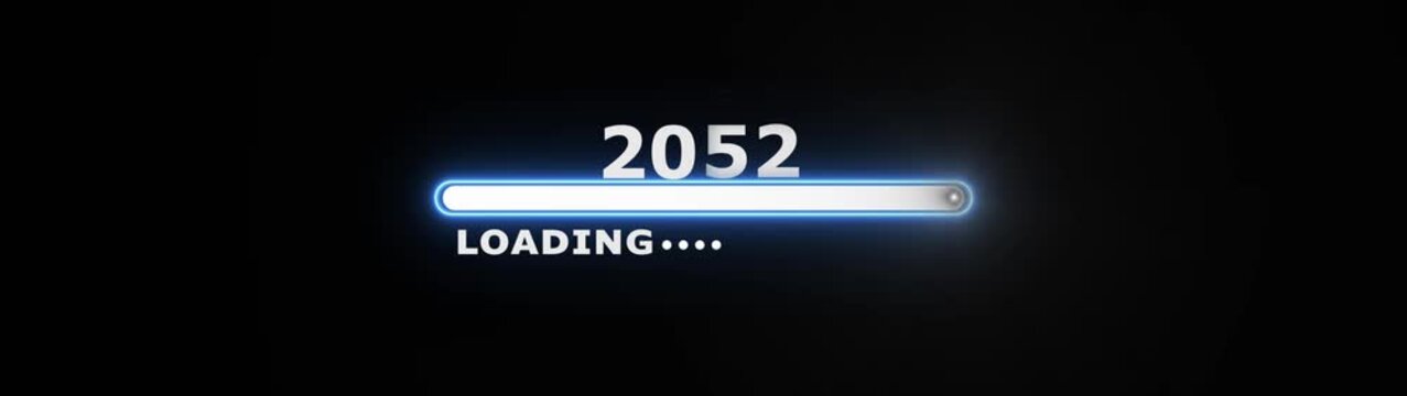 Loading new year 2050 to 2052 icon animation with dark background.Futuristic glowing new year 2050 to 2052 icon with smooth animated.