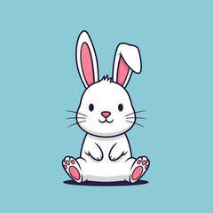 Fototapeta premium Cute White Rabbit Sitting