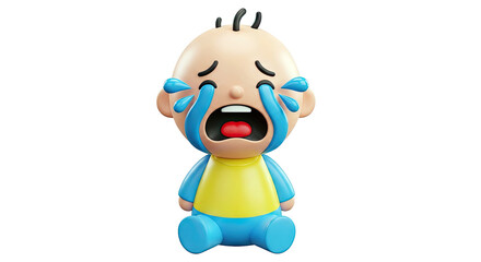 Sad Crying Baby Character 3D Render