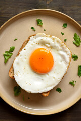 Fried egg on toast bread