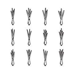 Obraz premium Scallion illustrations, pattern, white background, minimalist, hand-drawn style