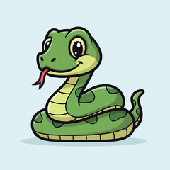 Fototapeta premium Cartoon Green Snake