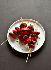 Skewered chicken grilled with of indian spices and yogurt