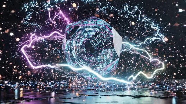 Futuristic Crystal Ball with Electric Lightning.