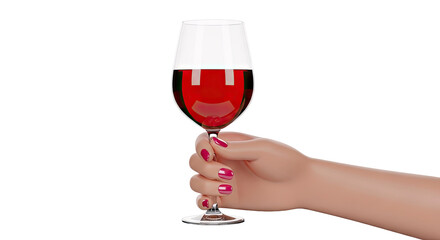 Hand Holding Glass of Red Wine
