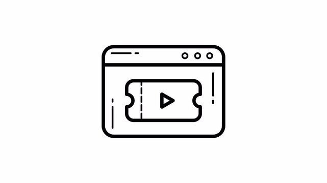 Simple Line Animation. E-ticket on Alpha Channel. 4K Animation. Suitable for Film, Cinema and Movie Content.