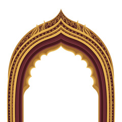 Ornate archway with intricate designs and patterns viewed from the front in a traditional setting