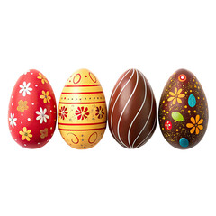 set of chocolate easter eggs ,isolated on transparent png