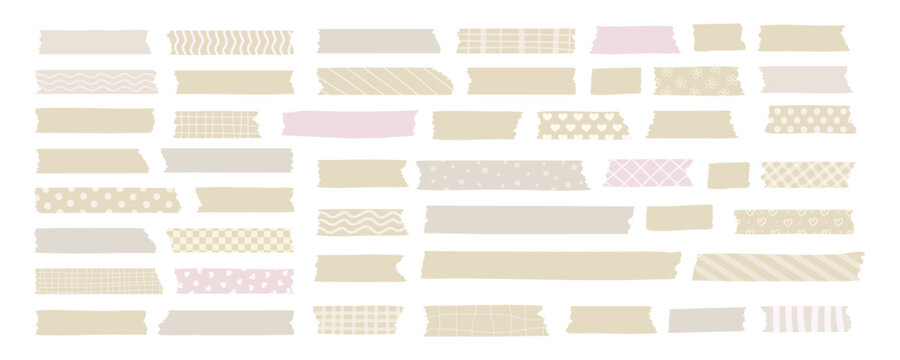 vector neutral beige washi tape set with torn paper edges minimal scrapbook adhesive stripes isolated on light background concept of stationery branding packaging decoration and craft design