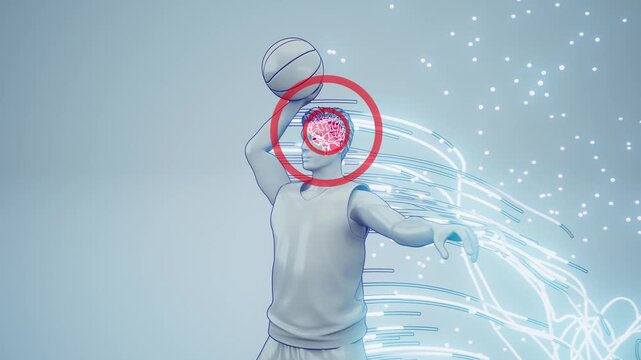 Conceptual 3D animation of a basketball player dunking motion design