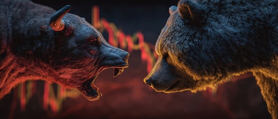 The Bull and Bear Confrontation Over Volatile Stock Market Trends and Trading Emotions